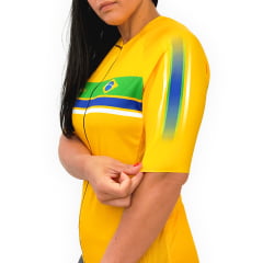 Camisa de Ciclismo Feminina Barbedo Brasil Amarela