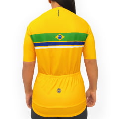 Camisa de Ciclismo Feminina Barbedo Brasil Amarela