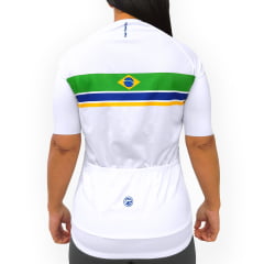 Camisa de Ciclismo Feminina Barbedo Brasil Branca