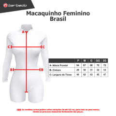 Macaquinho de Ciclismo Feminino Manga Longa Barbedo Brasil Branco