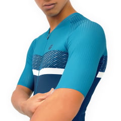 Camisa de Ciclismo Barbedo Giau Azul